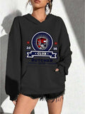 Women's Hoodie Club Butcher Shop 2016 Vintage Sporty Circular Badge Pattern Featuring A Red Protective Gear Helmet