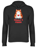 Men's Hoodie Cuddly Proud Chubby Striped Orange Kitten Holding A Bright Red Love Heart Cat