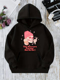 Men's Hoodie The Horrors Persist But So Do I Pink Beanie Skull Holding Coffee Cup With Finger Heart And Stars Skeleton