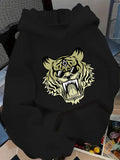 Women's Hoodie Fierce Roaring Wild Cat Wearing Sunglasses With Three Eyes Tiger