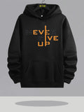 Men's Hoodie Never Give Up Motivational Typography Layout Featuring Bold Orange Letters With An Upward Arrow Hoodie