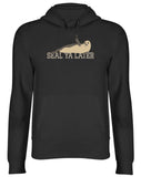 Men's Hoodie Seal Ya Later Cute Cartoon Animal Waving Flipper While Lying On Belly In Relaxed Pose Seal