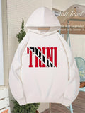 Men's Hoodie Trini Red White And Black Flag Pattern Inside Bold Block Letters Hoodie