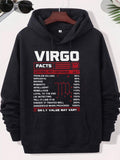 Men's Hoodie Virgo Facts Servings Per Container Daily Value May Vary Bold White Letters With Red Border Details Listing Zodiac Traits Virgo