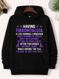 Men's Hoodie Having Fibromyalgia Is Like Running A Marathon While Spinning In Circles With An Elephant Sitting On Your Chest After Two Weeks Without Sleep While Having The Flu Id Like To See You Try I Purple Aware