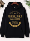 Men's Hoodie Generation X The Forgotten Middle Child Gilded Retro Style Ornament With Symmetrical Banners And Geometric Center Star Design