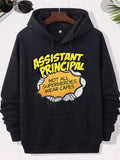 Men's Hoodie Assistant Principal Not All Superheroes Wear Capes Comic Style Vibrant Yellow Explosion With Retro Halftone Bubble