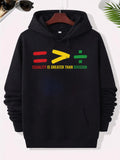 Men's Hoodie Equality Is Greater Than Division Vibrant Mathematical Symbols Featuring Bold Print On Black Fabric Symbols