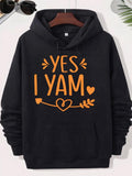 Men's Hoodie Yes I Yam Handwritten Style Orange Text Surrounded By Hearts And Arrow Flourish Heart