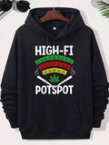 Men's Hoodie High Fi Potspot Colorful Signal Bars With Small Marijuana Leaves And Joints Graphic