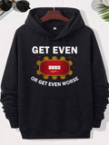 Men's Hoodie Get Even Or Get Even Worse Red Oval Gambling Surface Featuring Playing Cards And Golden Betting Circles Poker Table
