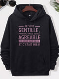 Men's Hoodie Minimalist Graphic Typography With Simple Lines On Dark Fabric Slogan