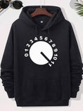 Men's Hoodie Minimalist White Circular Dial With Numbers In A Radial Arrangement Knob