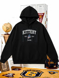 Men's Hoodie Kittery Est 1947 Maine Distressed Athletic Text Over Geometric Striped Map Outline State