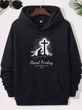 Men's Hoodie Good Friday A Day Of Reflection And Hope Radiating Light Shining Behind A Praying Person Kneeling At The Holy Cross