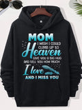Men's Hoodie Mom I Wish I Could Climb Up To Heaven Give You A Big Hug And Tell You How Much I Love And I Miss You Elegant Blue Gradient Plumage With Tiny Bird Silhouettes Feather