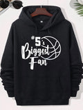 Men's Hoodie 5s Biggest Fan Simple White Outlined Sport Ball Design With Artistic Athletic Vibe Basketball