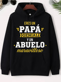 Men's Hoodie Symmetrical Vintage Typography Featuring Decorative Golden Wings And Stars Print