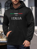 Men's Hoodie Italia Horizontal Tricolor National Flag Bar Printed On Classic Casual Style Hoodie
