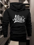 Men's Hoodie Simple Minimalist Stylized White Graphic With Seasonal Winter Holiday Atmosphere Pine Tree