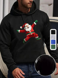 Men's Hoodie Joyful Festive Character Jumping With Green Gloves Wearing A Classic Red Suit Santa Claus