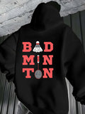 Men's Hoodie Badminton Athletic Equipment Graphic With Shuttlecock And Professional Grade Sporting Equipment Racket