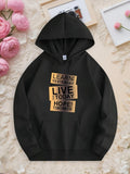 Men's Hoodie Learn From Yesterday Live For Today Hope For Tomorrow Three Golden Metallic Rectangular Gradient Text Blocks Arrangement Creative Pattern