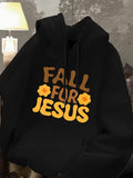 Men's Hoodie Fall For Jesus Two Stylized Golden Yellow Blossoms Among Retro Brown And Orange Artistic Flower