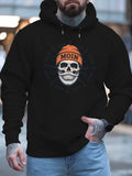 Men's Hoodie Cool Bearded Sailor Skeleton Wearing Orange Beanie Among Compass Design Skull