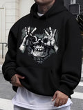 Men's Hoodie Realistic Gritty Artistic Illustration Of Hands Making Ok Gestures Over A Skull