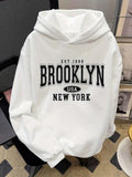 Men's Hoodie Est 1998 Brooklyn USA New York Classic Collegiate Style With Bold Block Letters In A Vintage Aesthetic Lettering