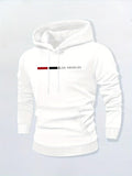 Men's Hoodie Los Angeles Minimalist Red And Black Horizontal Bars Accenting Plain Streetwear Comfort Hoodie