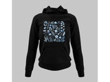 Men's Hoodie Elegant Hand Drawn Minimalist Blue Botanical Elements Scattered Across Dark Background Flower