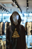 Men's Hoodie Golden Ribbon Swirling Upward To Form A Festive Shining Star Tree