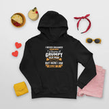 Men's Hoodie I Never Dreamed Id Become A Grumpy Old Man But Here I Am Killing It Stylized Bold Typography With Decorative Banners On A Casual Black Fabric Hoodie