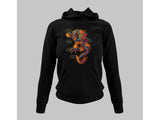 Men's Hoodie Mythical Oriental Beast In Vibrant Orange And Purple Swirling Smoke Dragon