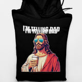 Men's Hoodie Im Telling Dad Modern Stylized Man Wearing Sunglasses And Carrying Hot Coffee Portrait