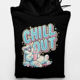 Men's Hoodie Chill Out Happy Cartoon Animal Wearing Purple Sunglasses Drinking A Pink Cold Soda Bear