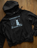 Men's Hoodie Schrodingers Cat The Escape Plan White Silhouette Sitting Beside Intricate Physics Formula Cat