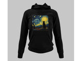 Men's Hoodie Silhouette Of A Pet Sitting Under The Swirling Starry Night Sky Cat
