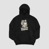 Men's Hoodie Ask Me About My Explosive Diarrhea Cartoony Toilet Bowl With Yellow Splashes And Energetic Comic Style Sparkles Toilet