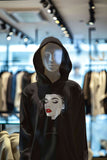 Men's Hoodie Stylish Illustration Of A Graceful Lady With Bold Red Lips And Closed Eyes Woman