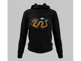 Men's Hoodie Golden Oriental Mythical Creature Curving Gracefully Beneath Small White Cloud Dragon