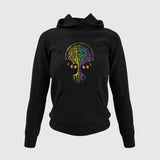 Men's Hoodie Vibrant Rainbow Tree With Brain Shaped Canopy And Intricate Roots Tree