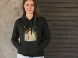 Men's Hoodie Whimsical Floral Garden Featuring Fluttering Butterflies Above A Stack Of Pastel Book