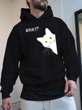 Men's Hoodie What White Peeking Minimalist Feline With Curious Yellow Eyes And Long Whiskers Cat