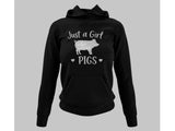 Men's Hoodie Just A Girl Who Loves Pigs Minimalist White Animal Silhouette Standing In Center With Hearts Pig