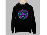 Men's Hoodie Vibrant Purple Petals With Teal Leaves In A Symmetrical Arrangement Flowers