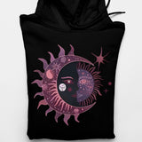 Men's Hoodie Intricate Mystical Pattern With Planets And Stars Surrounding A Bohemian Celestial Moon