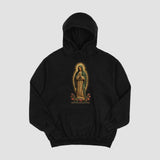 Men's Hoodie Divine Religious Figure Surrounded By Golden Light And Colorful Floral Details Virgin